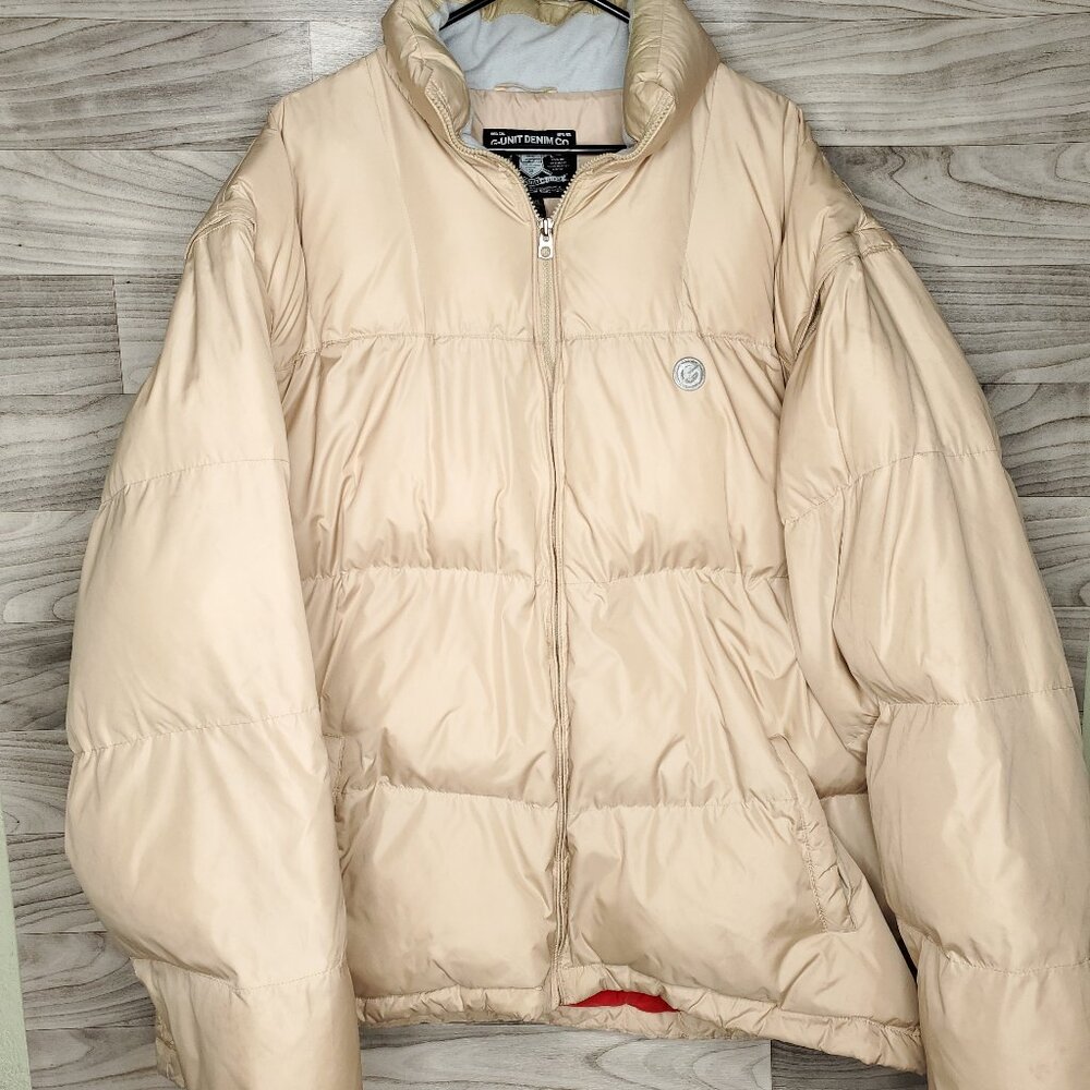 Vintage G UNIT Denim Co 50 Cent Heavyweight Puffer Vest/Jacket Tan Mens Sz 2XL